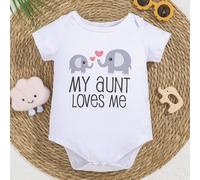 TEMU Ropa de manga corta para bebés niño y niña con elefante lindo 'Mi tía me quiere', ideal en verano al