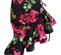 TEMU Ropa deportiva para mujeres: Falda de danza asimétrica con estampado de flores y volantes con cordón para envolver la cadera en de tango, ballet y danza
