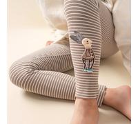 TEMU Ropa Interior de Rayas Ajustada para Niñas, Ideal para y Atuendos Casuales - Pantalones Básicos Elásticos para Capas, Lavables a Máquina, Para Todo el Año - No Es Ropa Casual