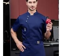 TEMU Ropa transpirable de manga corta 1Chef, ropa de manga corta para hombre para restaurante, cocina, repostería, restaurante , repostería, cafetería, superchef masculino