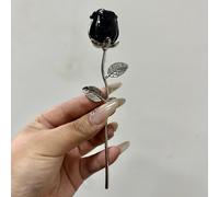 TEMU Rosa de Cristal Natural Bohemia a con Hojas de Metal - del Amor en Colores Surtidos (Verde, Rosa, Azul, , Negro) - Regalo para , Novia o Decoración del Hogar, Accesorios para