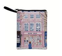 TEMU rosa para libro de una librería, con diseño de niña, una bolsa con . bolsa de maquillaje a cara con cierre de cremallera, ideal para guardar dispositivos móviles e iPads.