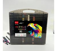 TEMU Rotuladores acrílicos tipo con puntas suaves, 80 colores de rotuladores de acuarela, marcadores acrílicos apilables de punta