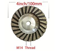TEMU Rueda de copa de molienda de diamante de 4 pulgadas para granito, mármol, concreto, ladrillo. Menor ruido. Disco de copa turbo de base de aluminio con rosca M14. Grano 60.