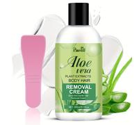 TEMU RUOALL Botella Redonda Transparente de 300ml Crema Depilatoria Corporal de Aloe Vera + Raspador, de Aloe Vera, Fórmula , Hidratante y Nutritiva, Adecuada para Todo Tipo de Piel