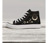 TEMU -S002 - Zapatillas de Lona Negras y Blancas para Hombres y Mujeres, Estilo Casual, Zapatillas de Skateboard, Cordones, Estilo Campus, para