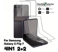 TEMU Samidann 2 piezas de película de TPU y 2 piezas de película de vidrio templado para Galaxy Z Flip 7, paquete 4 en 1, , anti-grasa, antihuellas, protección de pantalla completa