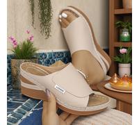 TEMU Sandalias casuales y elegantes para mujer con tiras nude, sandalias de cuña modernas con gruesa, chanclas de playa cómodas de tacón con blanda, zapatos de color sólido