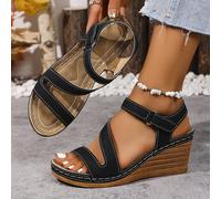 TEMU Sandalias de Color Sólido Talla Grande, Tacones Altos Fáciles de Poner, Zapatos de Mujer con Tiras a , Pantuflas con Correa Mágica Ajustable, Zapatos para Mujer