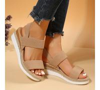 TEMU Sandalias de cuña con plataforma de para mujer, cómodas y de punto abierto, con tira trasera, sandalias casuales