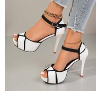 TEMU Sandalias de tacón con punta de y plataforma, versátiles, cómodas, modernas y elegantes, novedad 2024