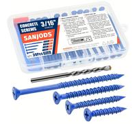 TEMU SANJODS Tornillo para , Tornillos de Cabeza Azules para Mampostería, Ladrillo, Bloque, Cemento, Estuco - 3/16" X 1-1/4", 3/16" X 1-3/4", 3/16" X 2-1/4", 3/16" X 3-1/4" (Paquete de 39)