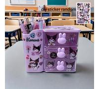 TEMU Sanrio Hello Kitty & for My Melody Expandable Desk Organizer, Multi-Layer DIY Sticker, Polished Square Tension Mount, Large Capacity Study & Home Supplies Storage Tool