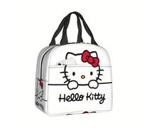 TEMU Sanrio Hello Kitty Polyester Tote Bag, White Anime Themed Rectangular Handbag with Kitty Cat Decor, Travel Picnic Gift, No Print Design, Hand Wash - Licensed Product