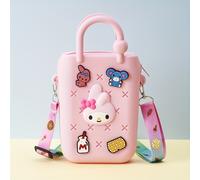TEMU Sanrio HelloKitty Kuromi bolsa de playa con cremallera mini, bolso de elegante para , bolsa creativa de dibujos animados con agujeros DIY