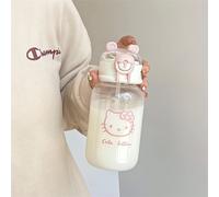 TEMU Sanrio Kaikawaii Kulomi Melody Sippy Cup - Cute Plastic Travel Beverage Bottle, Ideal for Summer Drinks, Portable & Durable, White
