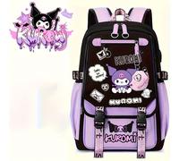 TEMU Sanrio Kuromi Mochila - Gran Capacidad para , Viajes y Uso Diario con Correas Ajustables, en Color , Decoración de Personaje Sanrio Adorable, Cierre Seguro con Cremallera para Niñas y Mujeres