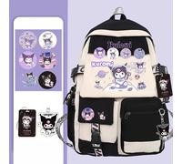 TEMU Sanrio Mochila de Gran Capacidad Kuromi, y Estilosa con Correas Ajustables, Regalo , Bolso Escolar Ideal
