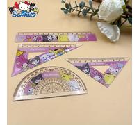 TEMU Sanrio My Melody Cute Cartoon Ruler Set: 4-In-1 Geometry Kit with Triangle Ruler, Protractor, And Straight Edge - PET Material Ideal For School And Office Use, School supplies
