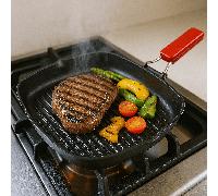 TEMU - Sartén Grill Asador Antiadherente Plegable | Asador de Antiadherente para Todas las Cocinas | Asador con Rayas | Mango plegable y Antiquemaduras | Libre de | Tamaños a Elegir