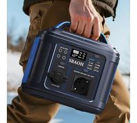 TEMU SBAOH 300W Batería Externa Portátil (Azul) - Generador Solar de 296Wh/80000Mah, Carga Rápida y 13 Puertos de con Luz LED, Ideal para Camping/Viajes/Respaldo de Emergencia