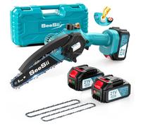 TEMU SEESII Motosierra sin Escobillas, Motosierra de de 6 Pulgadas con 2 Baterías de 4000 Mah, Sierra Eléctrica de Una Sola con Lubricador Automático, Ideal para Cortar Madera y