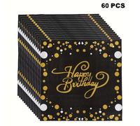 TEMU Servilletas elegantes negras y doradas para - Tissues de fiesta desechables de 2 capas con diseño de , perfectas para , fiestas y celebraciones, decoraciones de , ideal para Navidad.