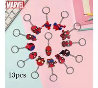 TEMU Set autorizado de 13 piezas de Marvel Spider- Superhéroes, Llavero de mochila de silicona con animado de Avengers 2D , Colgante de coche, Llavero de accesorio de mochila
