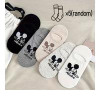 TEMU Set autorizado de Disney de 5 de calcetines cortos para mujer con diseño de Mouse, ideales para el uso diario con comodidad y transpirabilidad