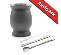 TEMU Set completo de mate . Set para infusionar yerba mate. Compuesto por calabaza de pared de acero inoxidable que actúa como un termo mate, bombilla mate y cepillo de limpieza - Belltop