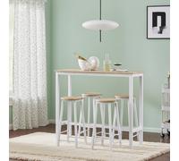 TEMU Set de 1 Mesa + 4 Taburetes, Conjunto Bistrot + 4 Taburetes, Mesa de Pie Cocina, para Comedor, Cocina, Salón, Blacon - PHU33-XO