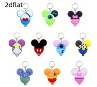 TEMU Set de 10 llaveros de de Disney | Estilo casual 2D, Material de PVC, Dijes multifuncionales para llavero, Recomendación de regalo moderno para