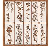 TEMU Set de 10 plantillas de de vid, patrones de hojas para pintar paredes, calcomanías de graffiti florales reutilizables, kit decorativo de a para el hogar
