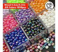 TEMU Set de 1050 cuentas acrílicas redondas de 6 mm con colores AB mezclados para hacer joyas, pulseras, collares, cadenas de teléfono, suministros para manualidades, adornos y de joyería