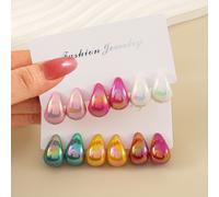 TEMU Set de 12 aretes colgantes modernos estilo -Border con forma de en colores pastel, detalles adorables
