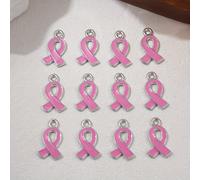 TEMU Set de 12 colgantes de cinta rosa para la sobre el cáncer de seno, ideales para pulseras, tobilleras, collares, llaveros y aretes