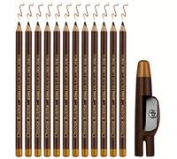 TEMU Set de 12 Lápices de Cejas en Negro, Marrón y Marrón , Completo con Sacapuntas para una Definición de Cejas Duradera