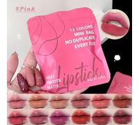 TEMU Set de 12 Mini Labiales de Pegamento - Rosa, y Marrón, Labial Mate y Rich, Fácil de Aplicar, Larga Duración, para de Maquillaje o Regalos, Regalo para Festival de Maquillaje