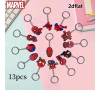 TEMU Set de 13 figuras 2D autorizadas de Marvel Spider- Superhéroe, lindo llavero de PVC con mochila y colgante de coche de animado de , accesorio para mochila