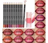 TEMU Set de 13 lápiz labial mate nude a prueba de agua, lápiz labial de larga duración, fórmula no en para casual, punta de terciopelo, color de labios con punta mate | Combo de labios