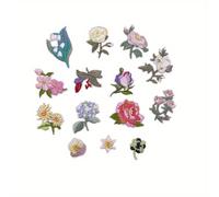 TEMU Set de 14 parches de flores bordadas que se pueden planchar, con diferentes diseños adecuados para jeans, camisas y chaquetas, y son fáciles de aplicar