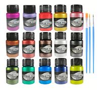 TEMU Set de 15 Pinturas Acrílicas Metálicas, 3 Rotuladores, Ideal para Artistas Principiantes y Amantes de las Manualidades. para Decoración Navideña y Pintar en Superficies como Roca, , Cuero