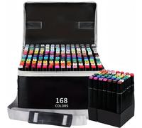 TEMU Set de 168 Marcadores de con Punta, Marcadores para Mezclar, Marcadores Profesionales Permanentes para Dibujo e Ilustraciones para Adultos, Organizadora, Plástico Resistente, Secado Rápido, Negro