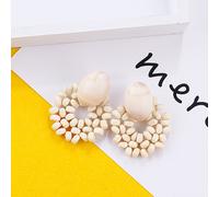 TEMU Set de 2 Aretes de Cuentas de Madera Tejidas a Estilo Bohemio para Mujer, Aretes Vintage Elegantes con Encanto para Vacaciones en , Set de Joyería para Hombre
