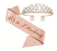 TEMU Set de 2, Cintas y Diademas para Mujeres que Celebran sus 80 , Incluyendo una Cinta de y Fabulosos Regalos para Recuerdos de , Junto con Peines para el Cabello y Diademas.