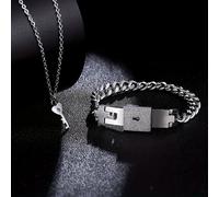 TEMU Set de 2: Collar con Colgante de para Pareja y Pulsera con Candado Cuadrado - para , San Valentín y el Festival Qixi