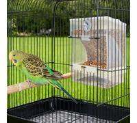 TEMU Set de 2 comederos automáticos para loros | Dispensador de semillas sin polvo con complementos para jaulas, diseñado para periquitos, canarios, y pájaros pequeños, sin batería