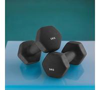 TEMU Set de 2 Mancuernas Hexagonales de Neopreno, 2 x 5 kg, con Barras, Entrenamiento en Casa