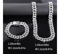 TEMU Set de 2 piezas que un collar y una pulsera, con un diseño de cadena hip hop moderno, para hombres como para mujeres