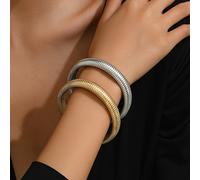 TEMU Set de 2 Pulseras Geométricas Elásticas Multicapa Minimalistas para Mujer